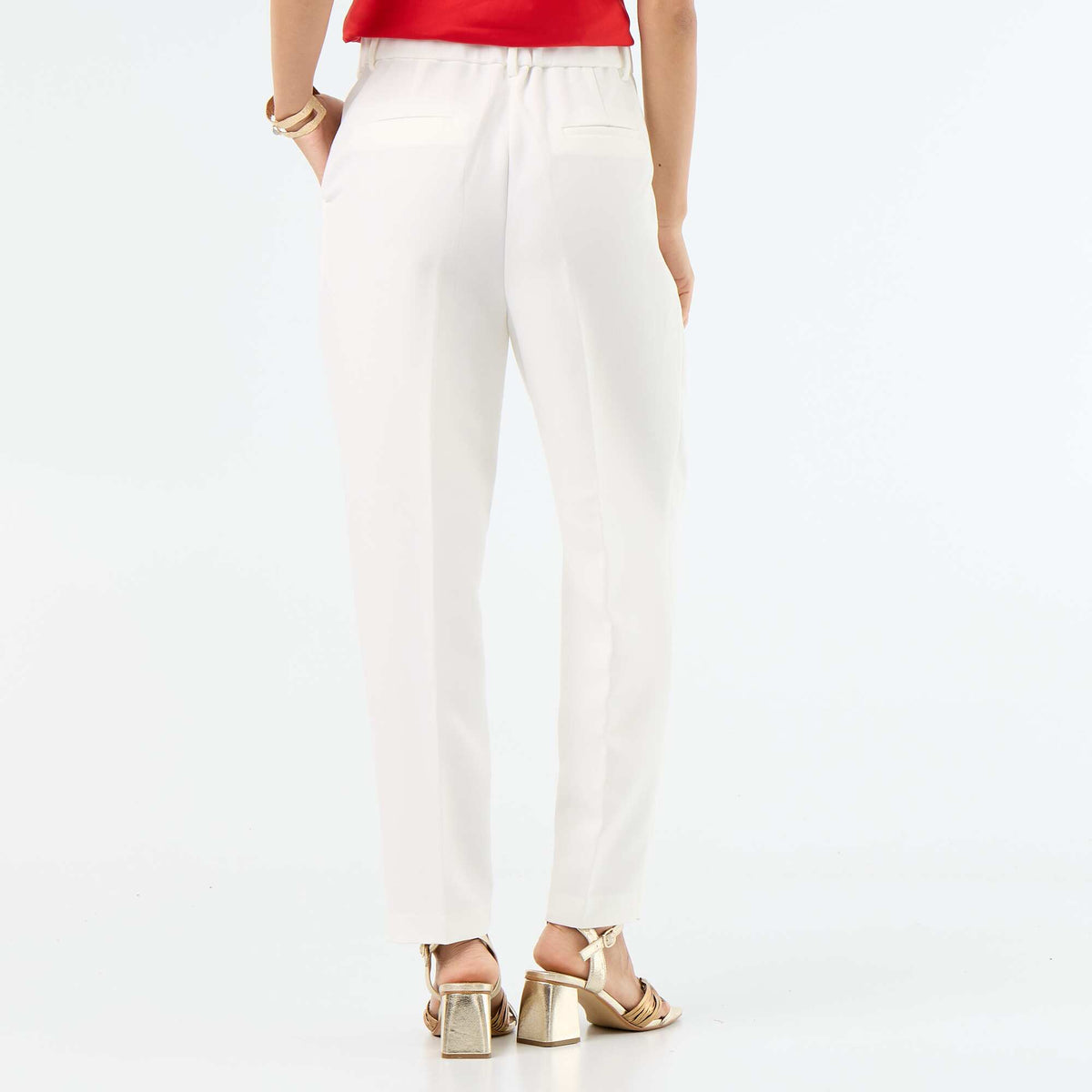 Pantalon coupe carotte taille haute BLANC