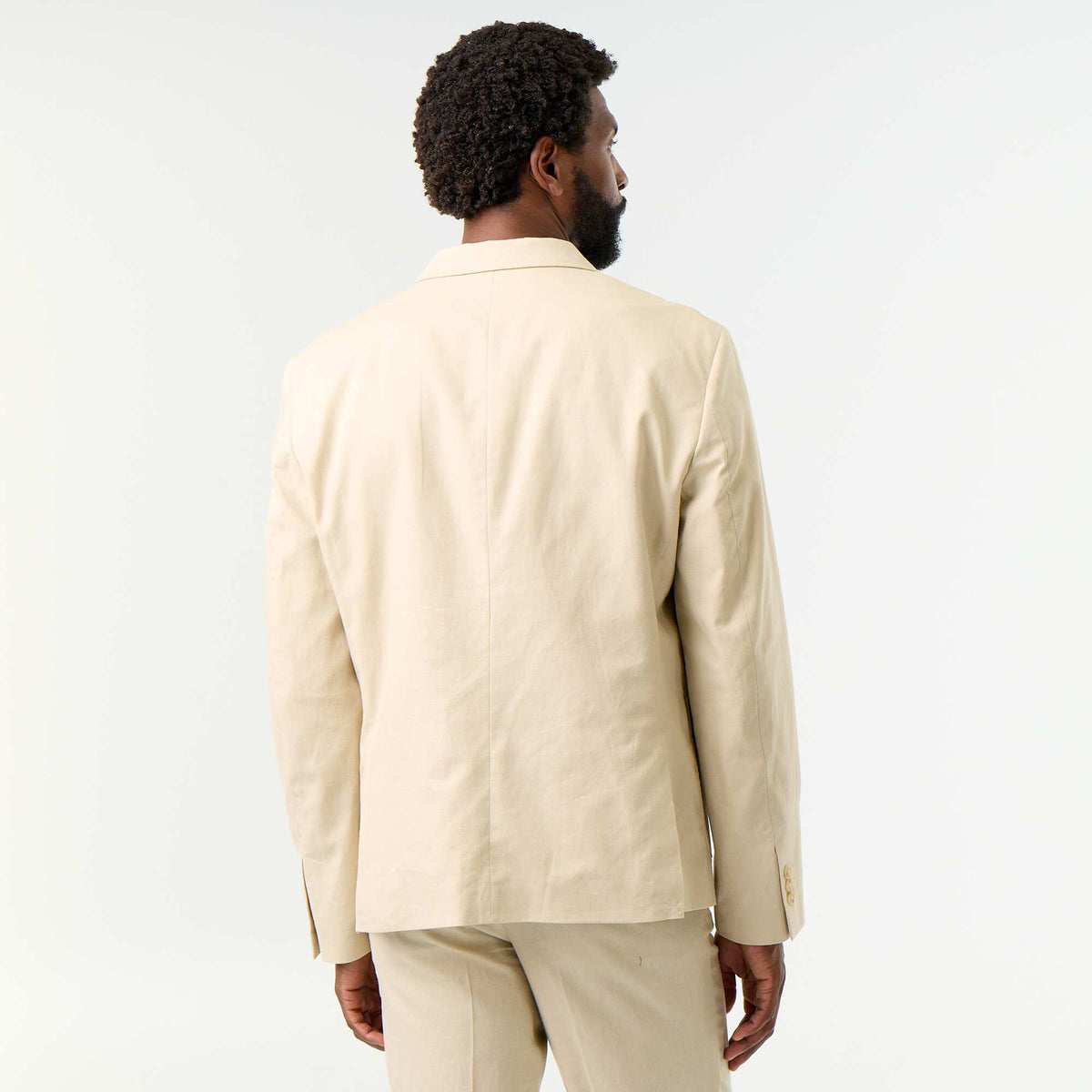 Veste de costume en coton et lin BEIGE