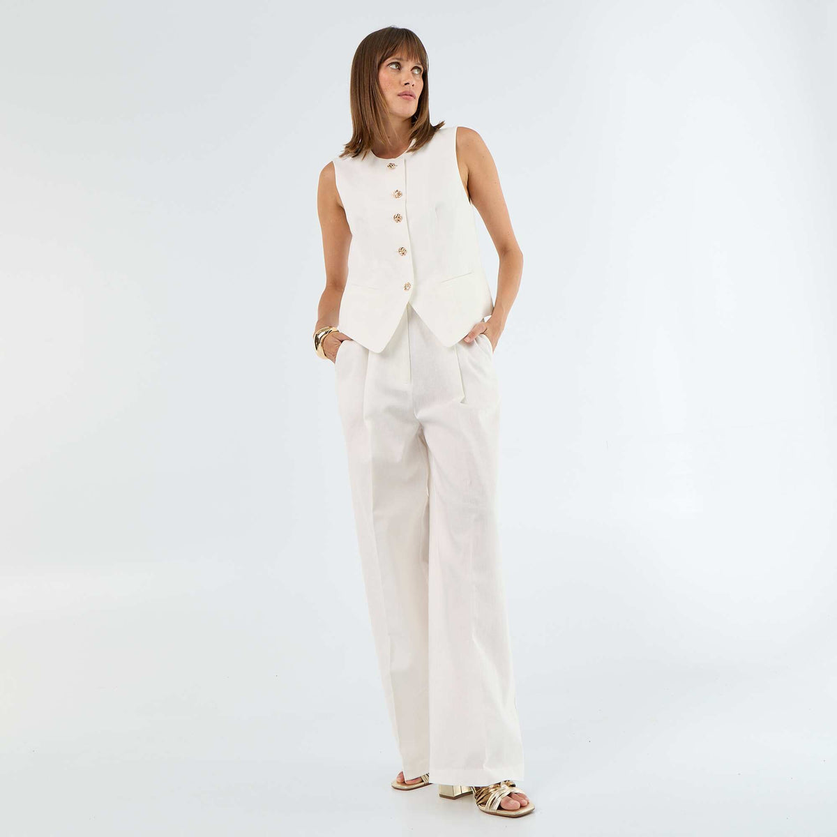 Veste de costume sans manches BLANC