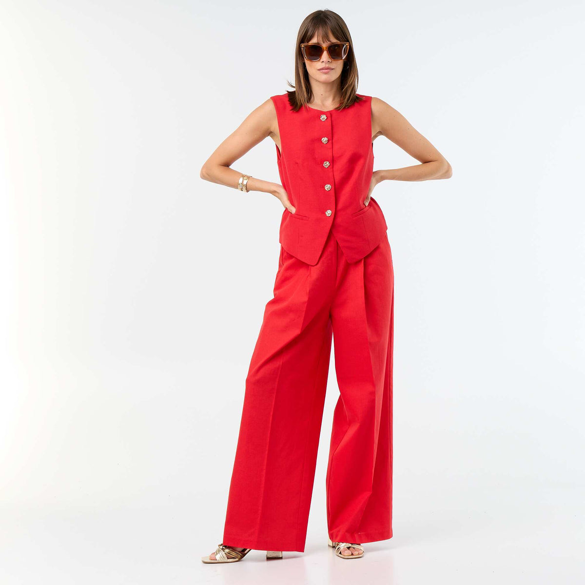 Veste de costume sans manches ROUGE