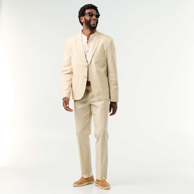 Pantalon de costume regular en lin mélangé BEIGE
