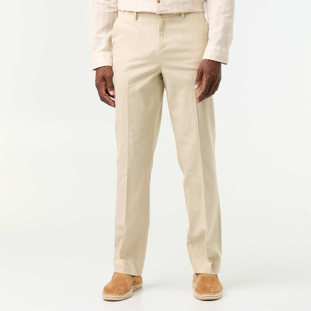 Pantalon de costume regular en lin mélangé BEIGE