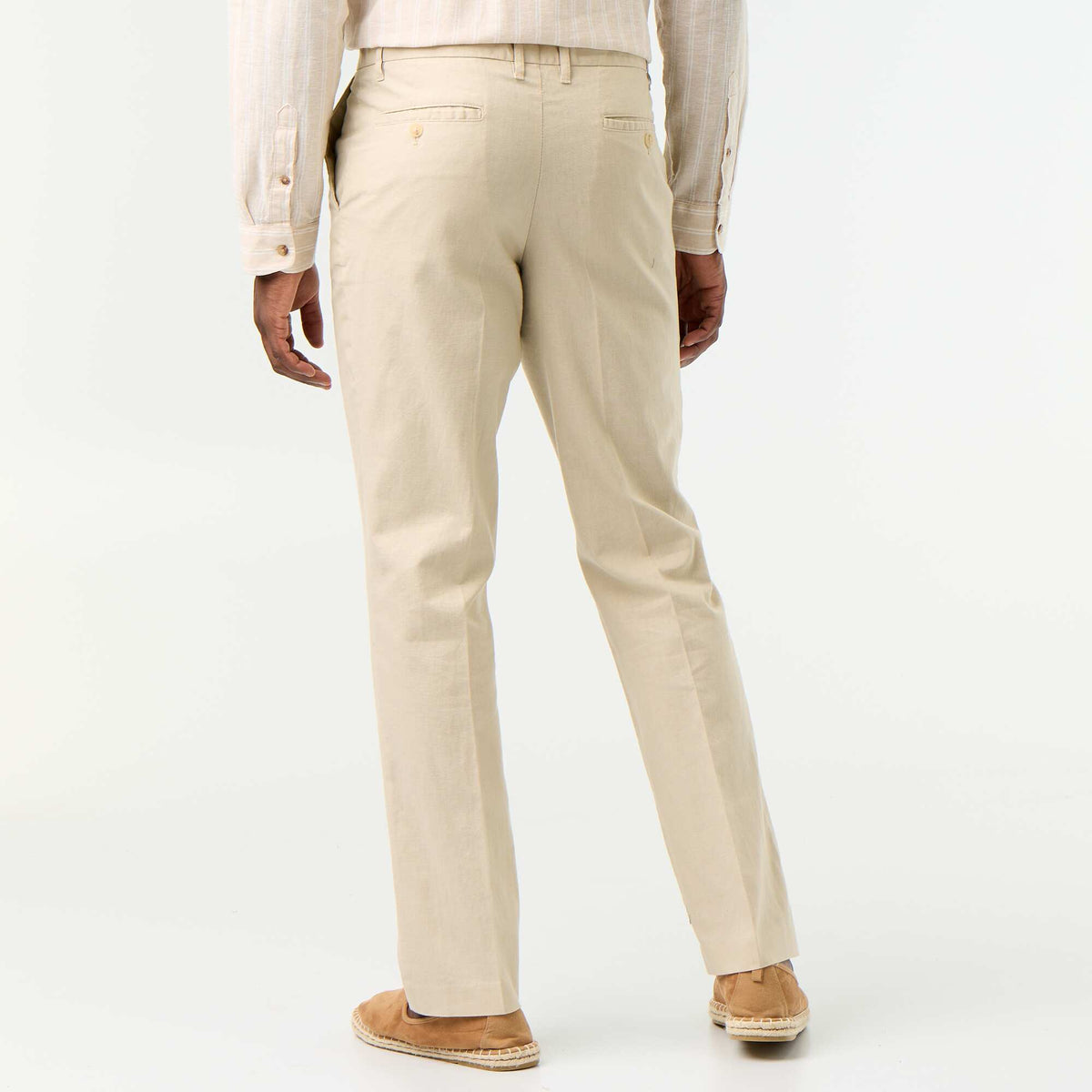 Pantalon de costume regular en lin mélangé BEIGE