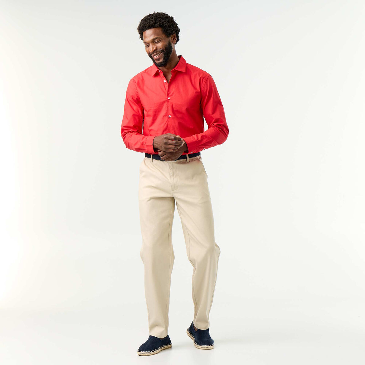 Pantalon chino en dobby BEIGE