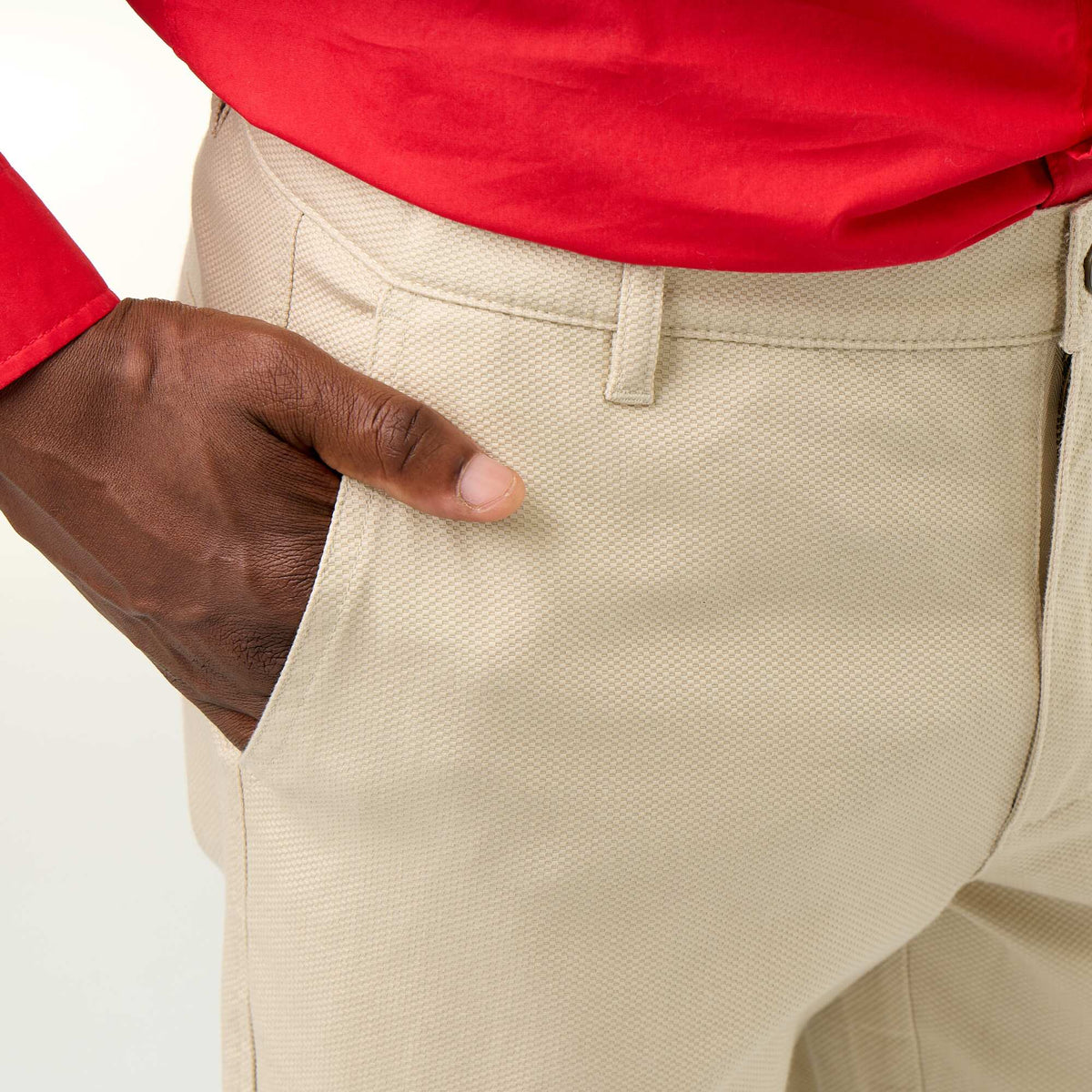 Pantalon chino en dobby BEIGE