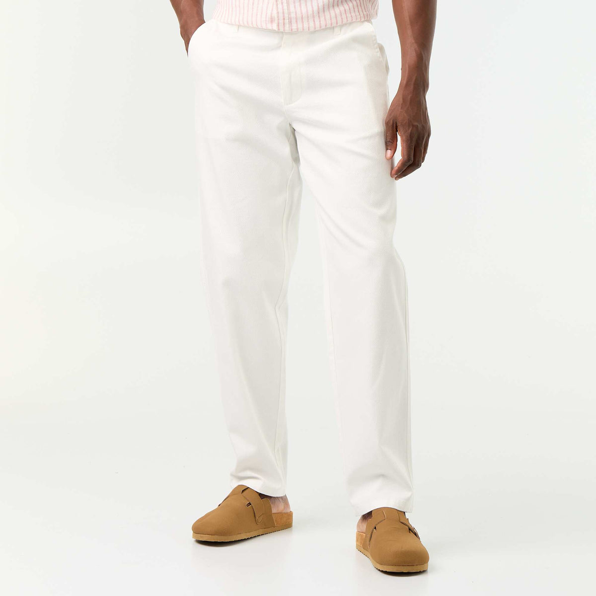 Pantalon chino en dobby BLANC
