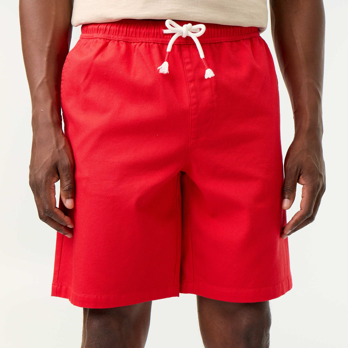 Bermuda chino en matière dobby ROUGE