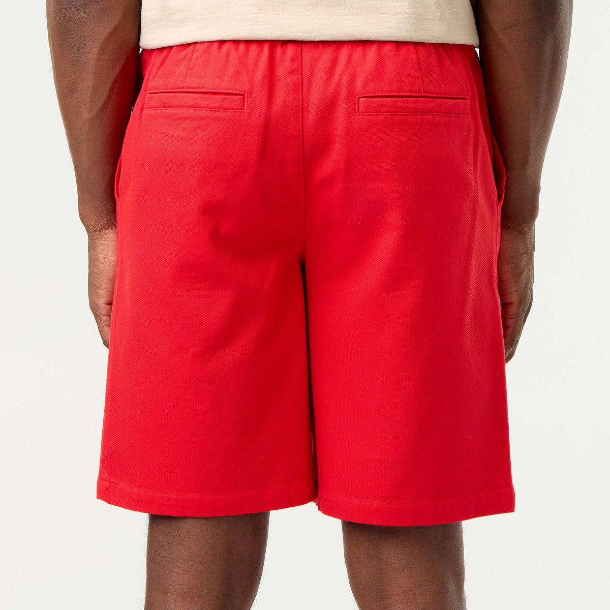 Bermuda chino en matière dobby ROUGE