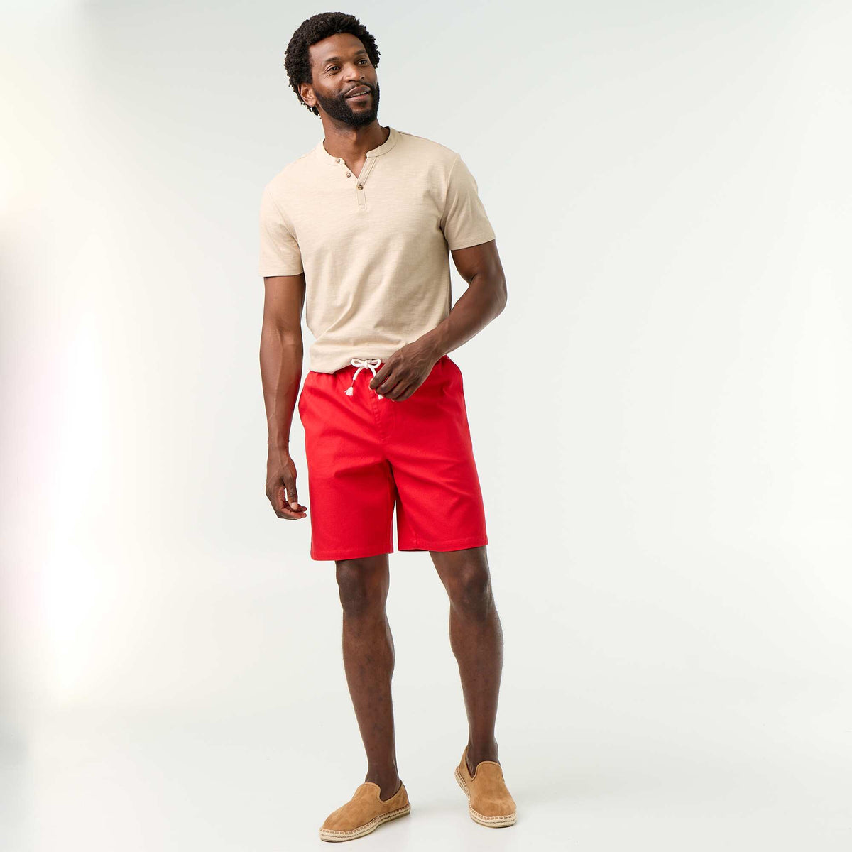 Bermuda chino en matière dobby ROUGE