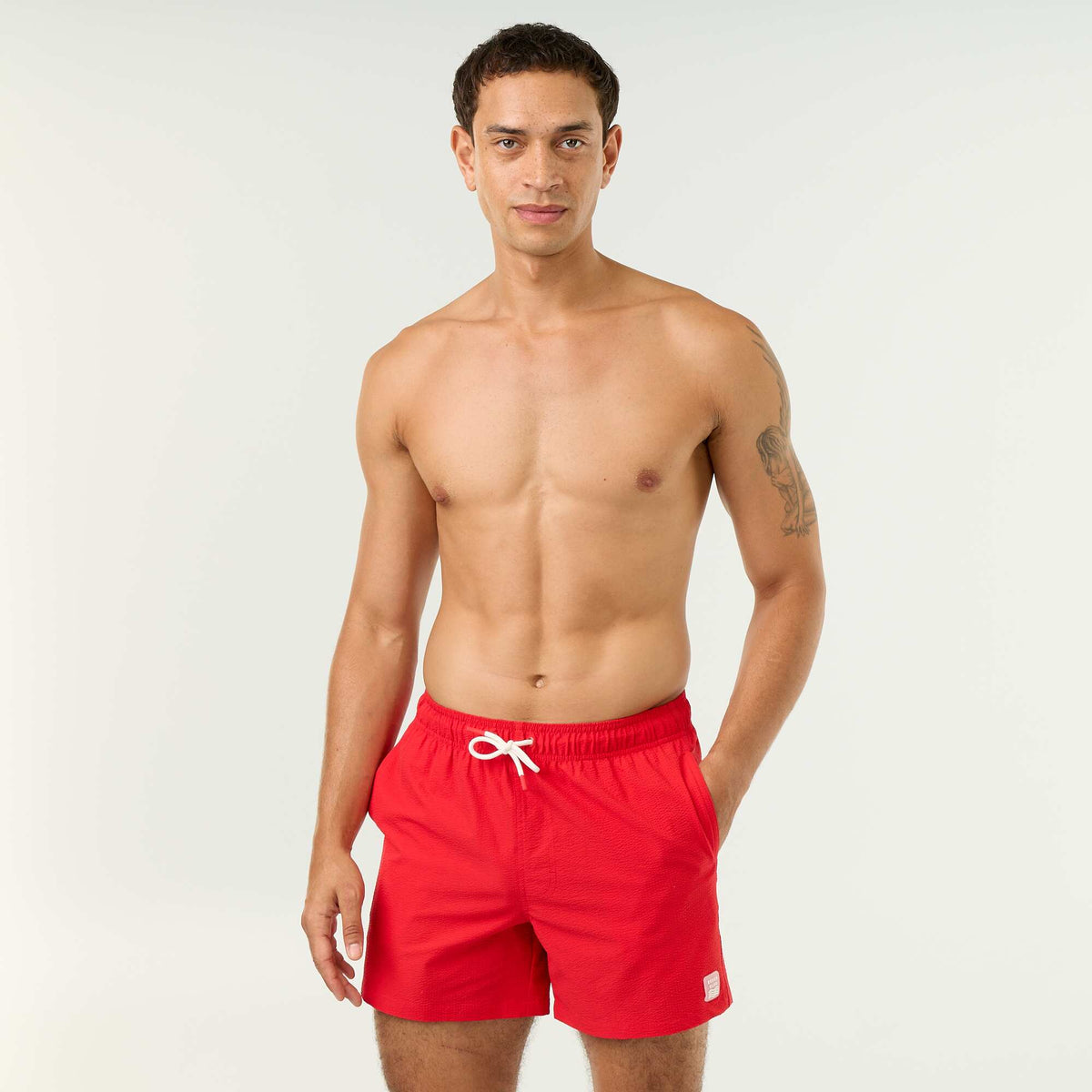 Bermuda de bain à 2 poches ROUGE