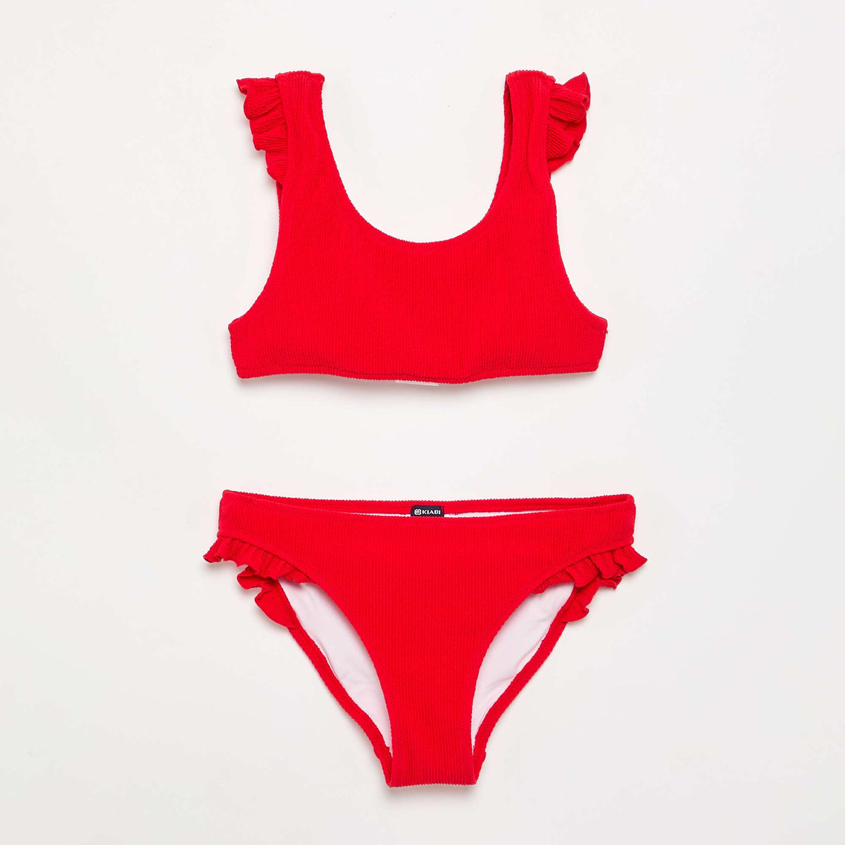 Maillot de bain 2 pièces avec volants ROUGE