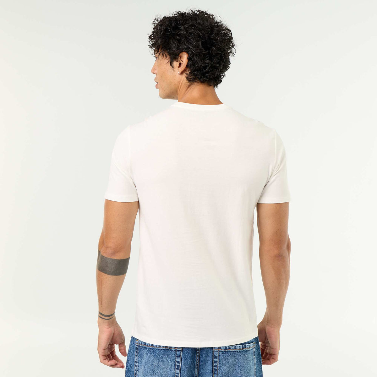 T-shirt homme en coton à col rond avec motif de Noël BLANC