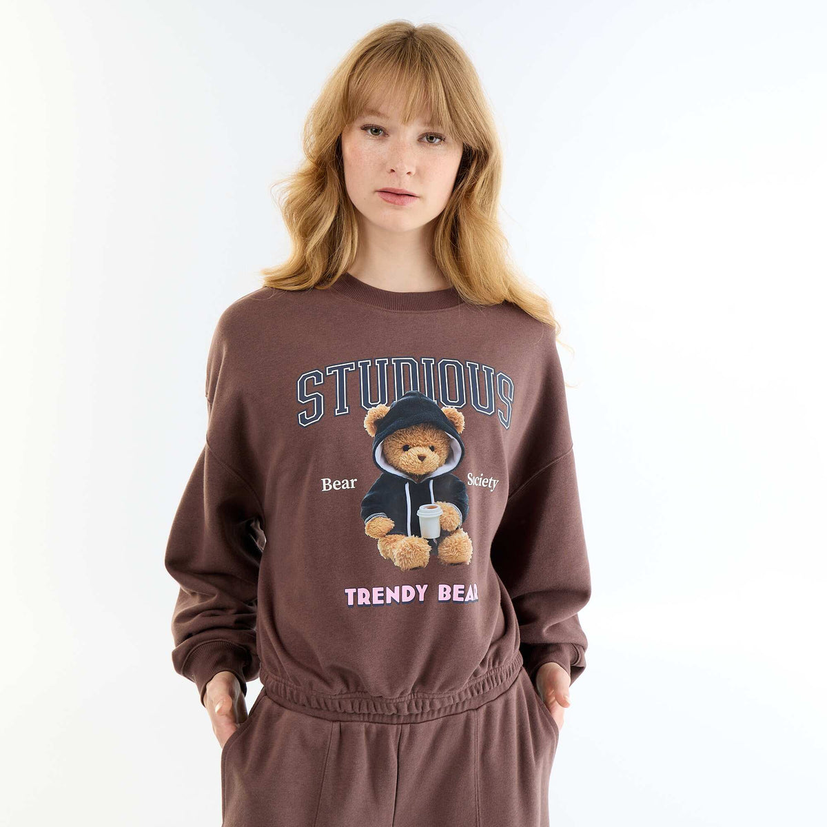 Sweat crop top MARRON