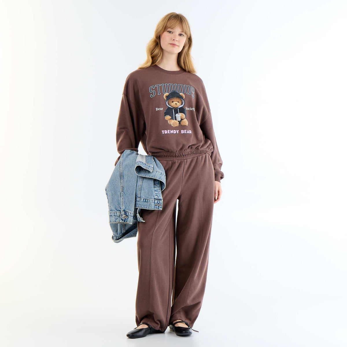 Sweat crop top MARRON