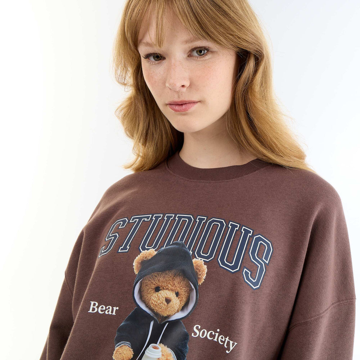 Sweat crop top MARRON