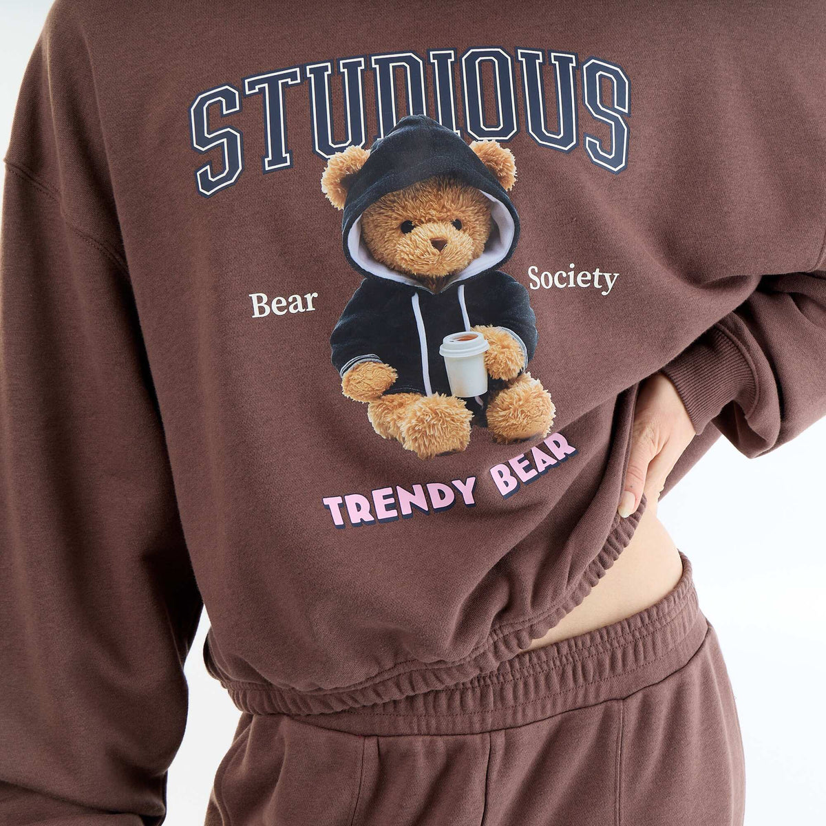 Sweat crop top MARRON