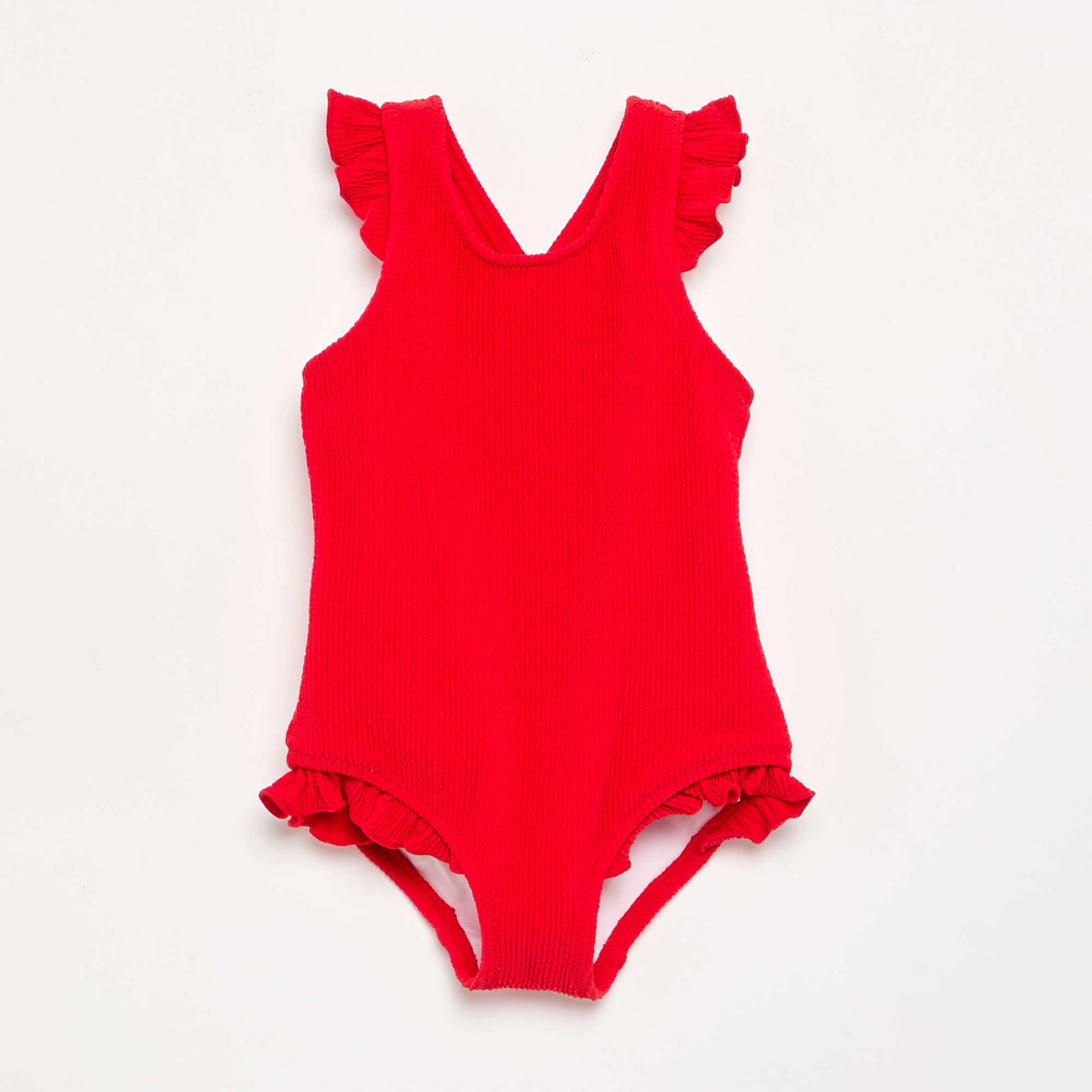 Maillot de bain 1 pièce avec volants ROUGE