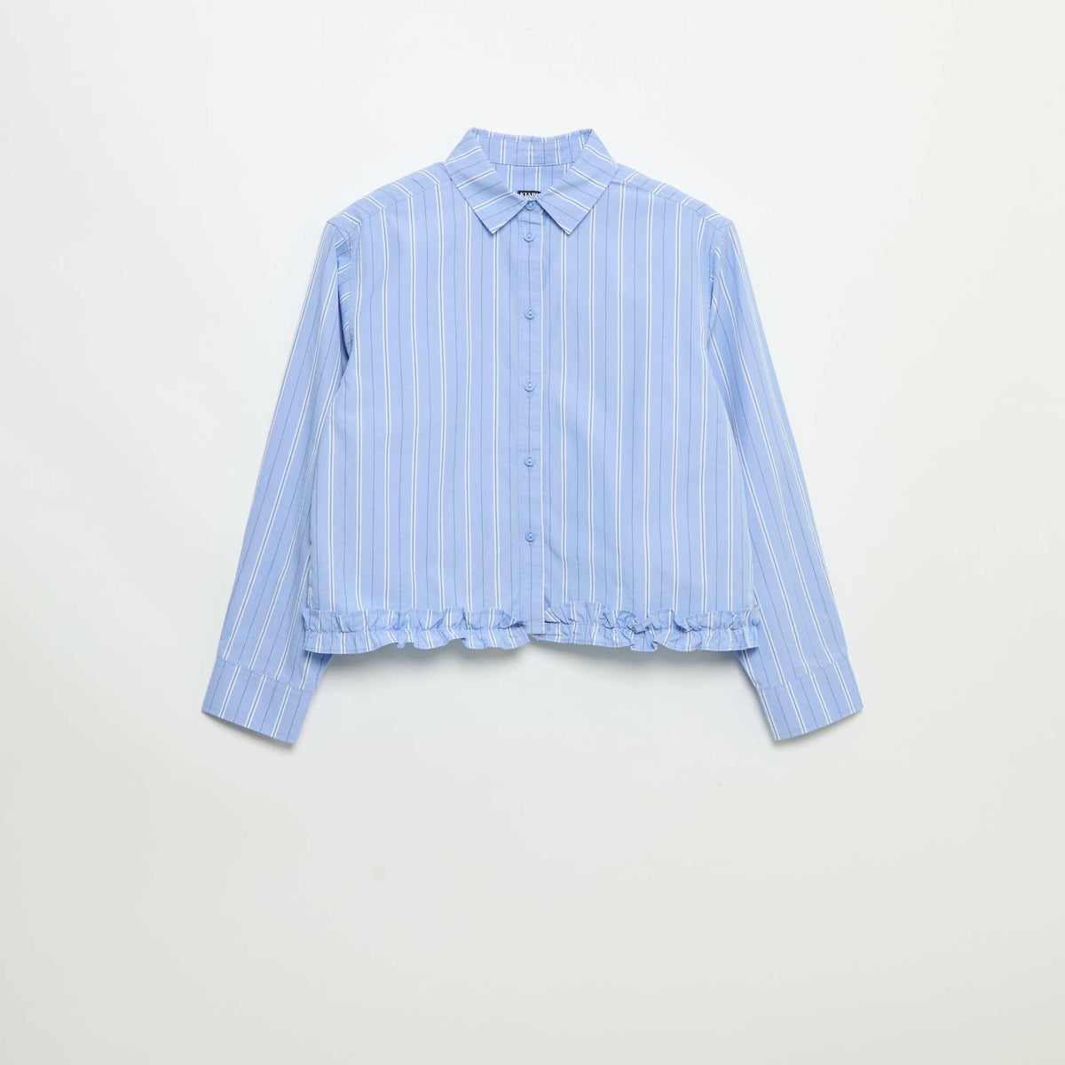 Chemise en popeline avec base volantée BLEU