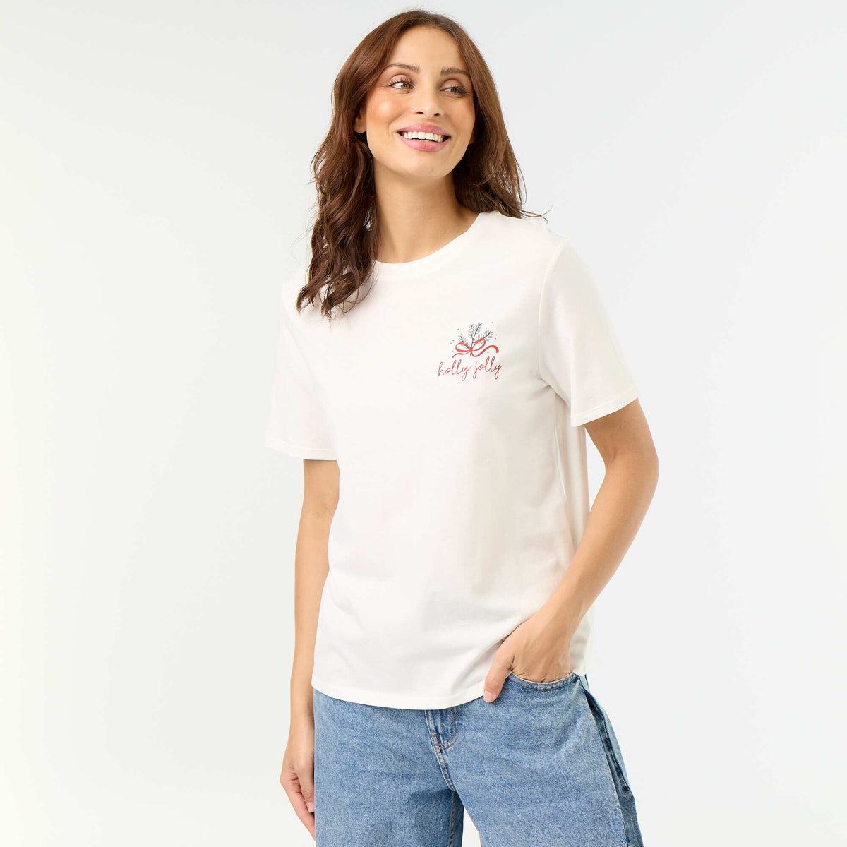 Tee-shirt avec imprimé Noël BLANC