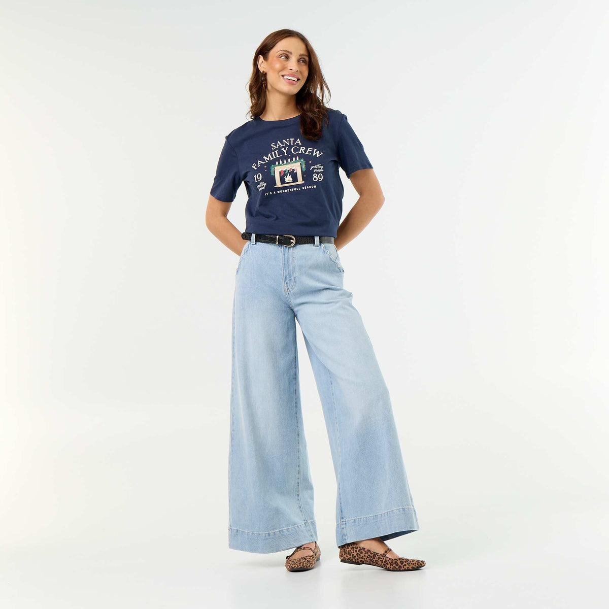 Tee-shirt avec imprimé Noël BLEU