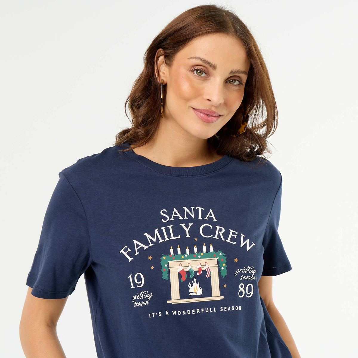 Tee-shirt avec imprimé Noël BLEU