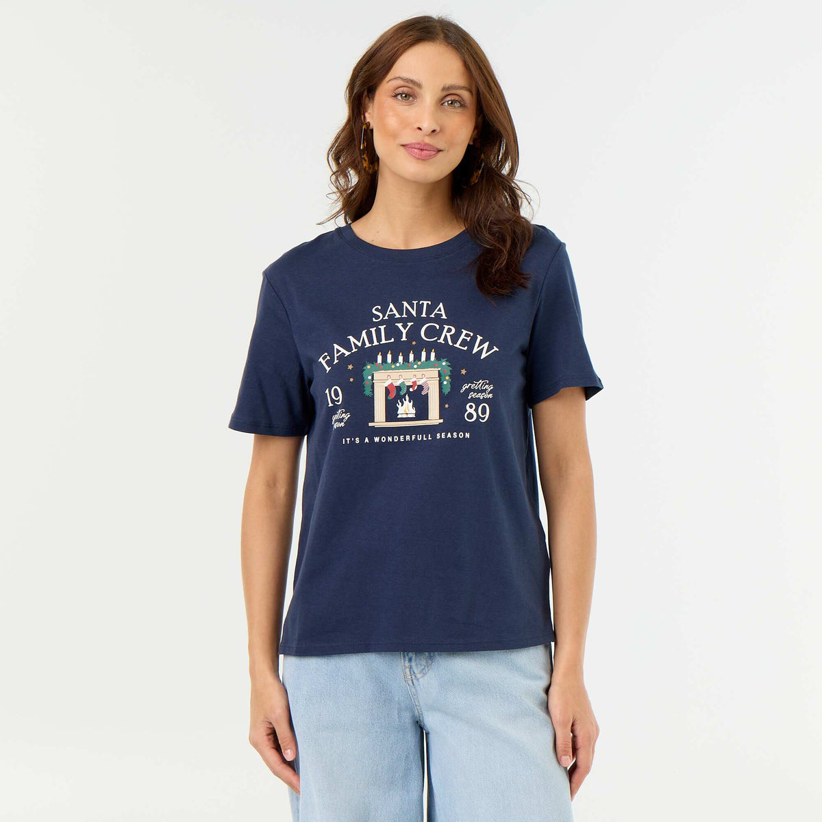 Tee-shirt avec imprimé Noël BLEU