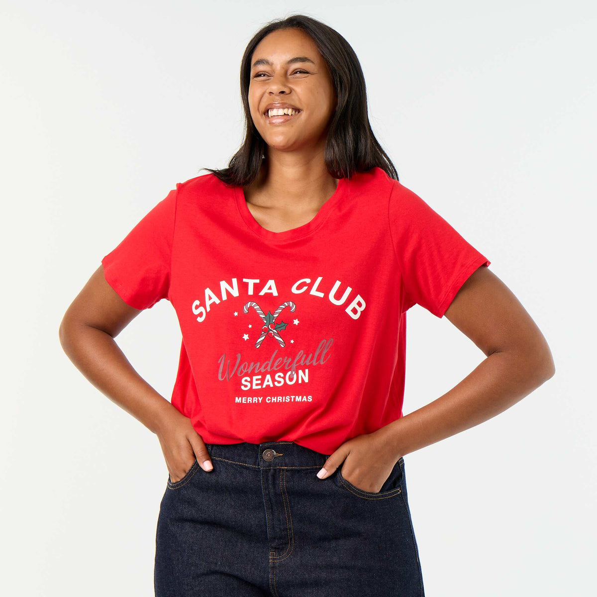 Tee-shirt imprimé 'Noël' ROUGE