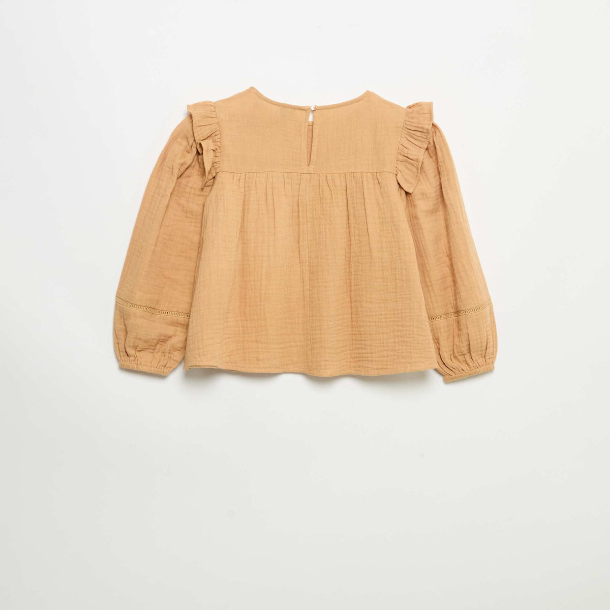 Blouse unie en gaze de coton MARRON
