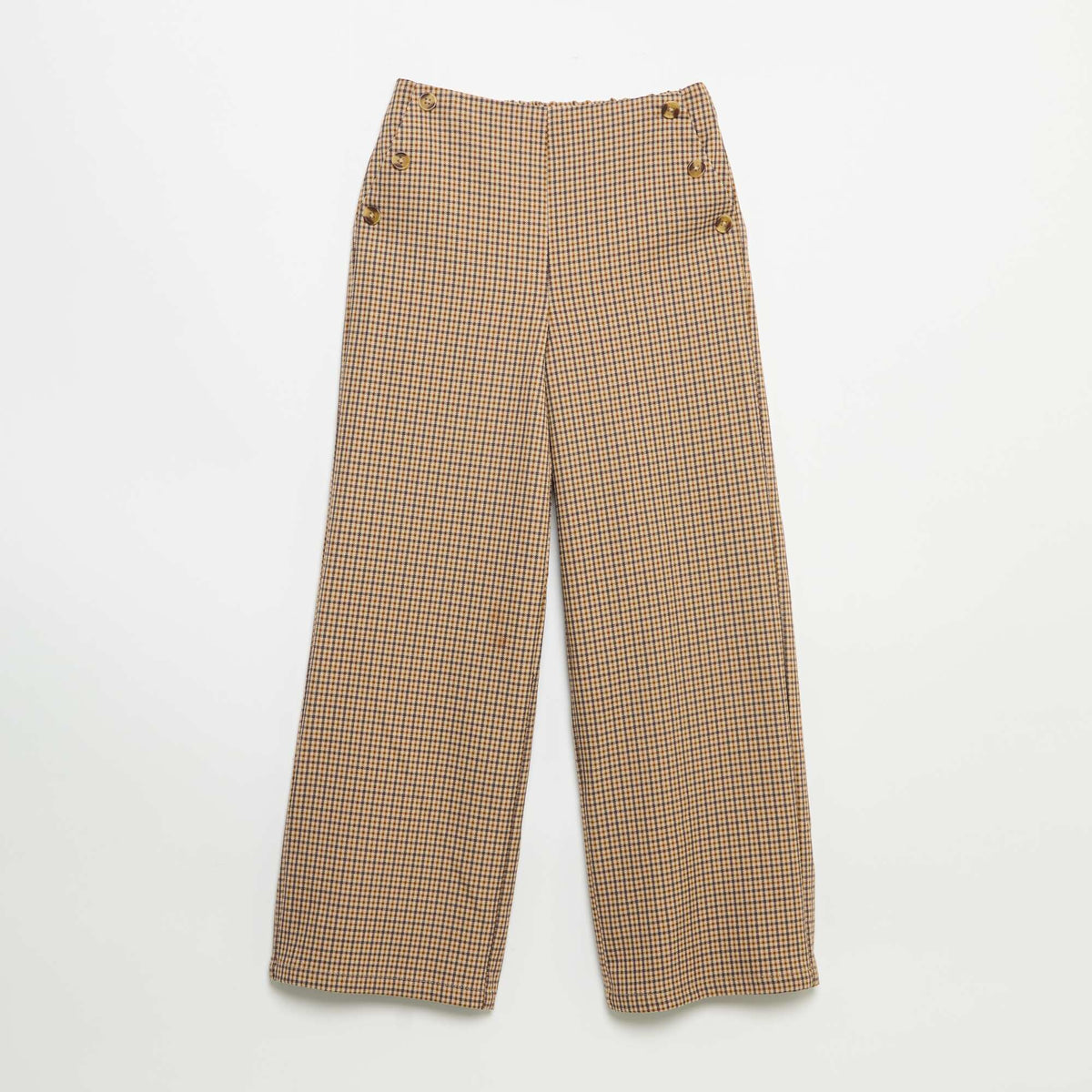 Pantalon à carreaux coupe large MARRON