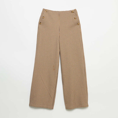 Pantalon à carreaux coupe large MARRON