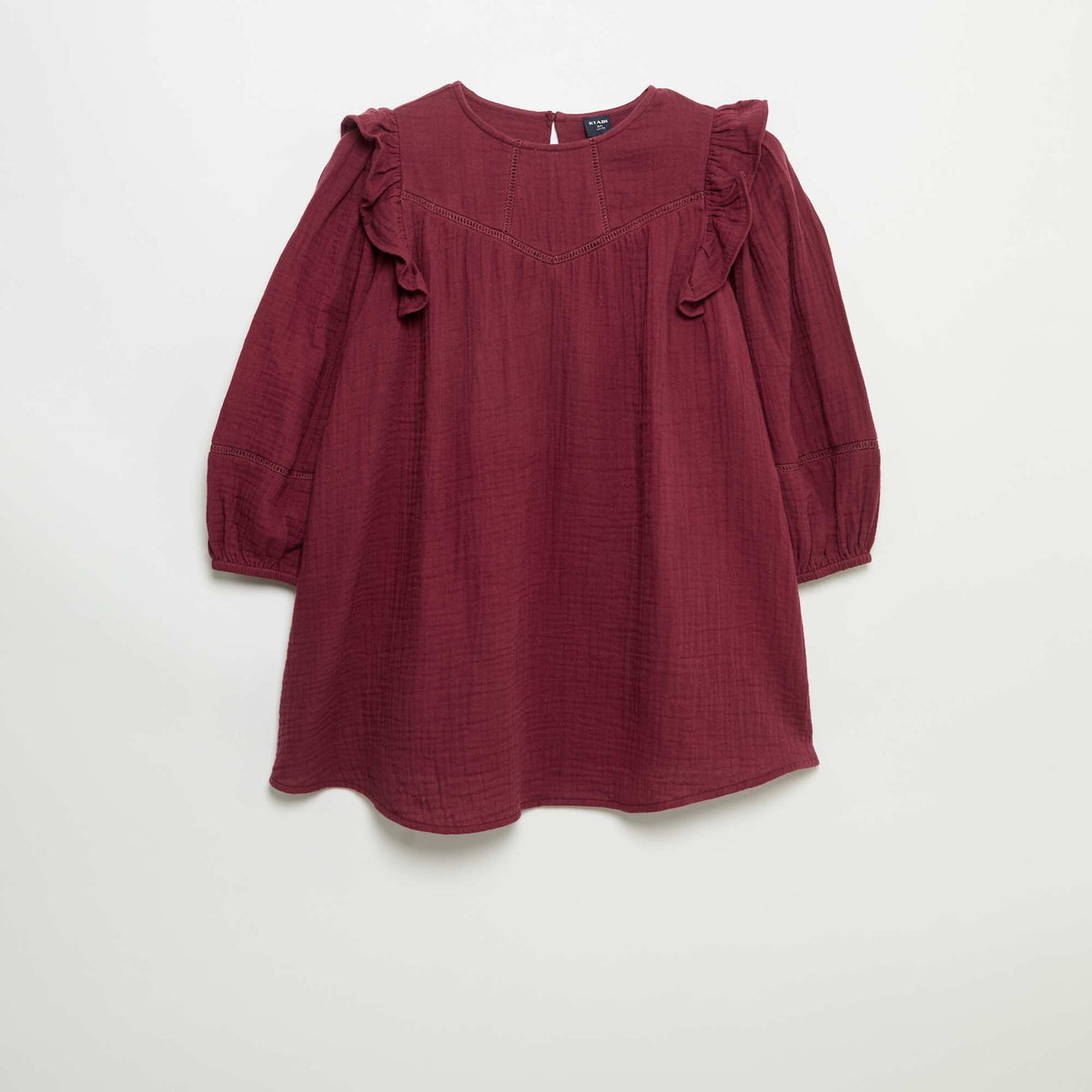 Robe en gaze de coton avec volants aux emmanchures VIOLET