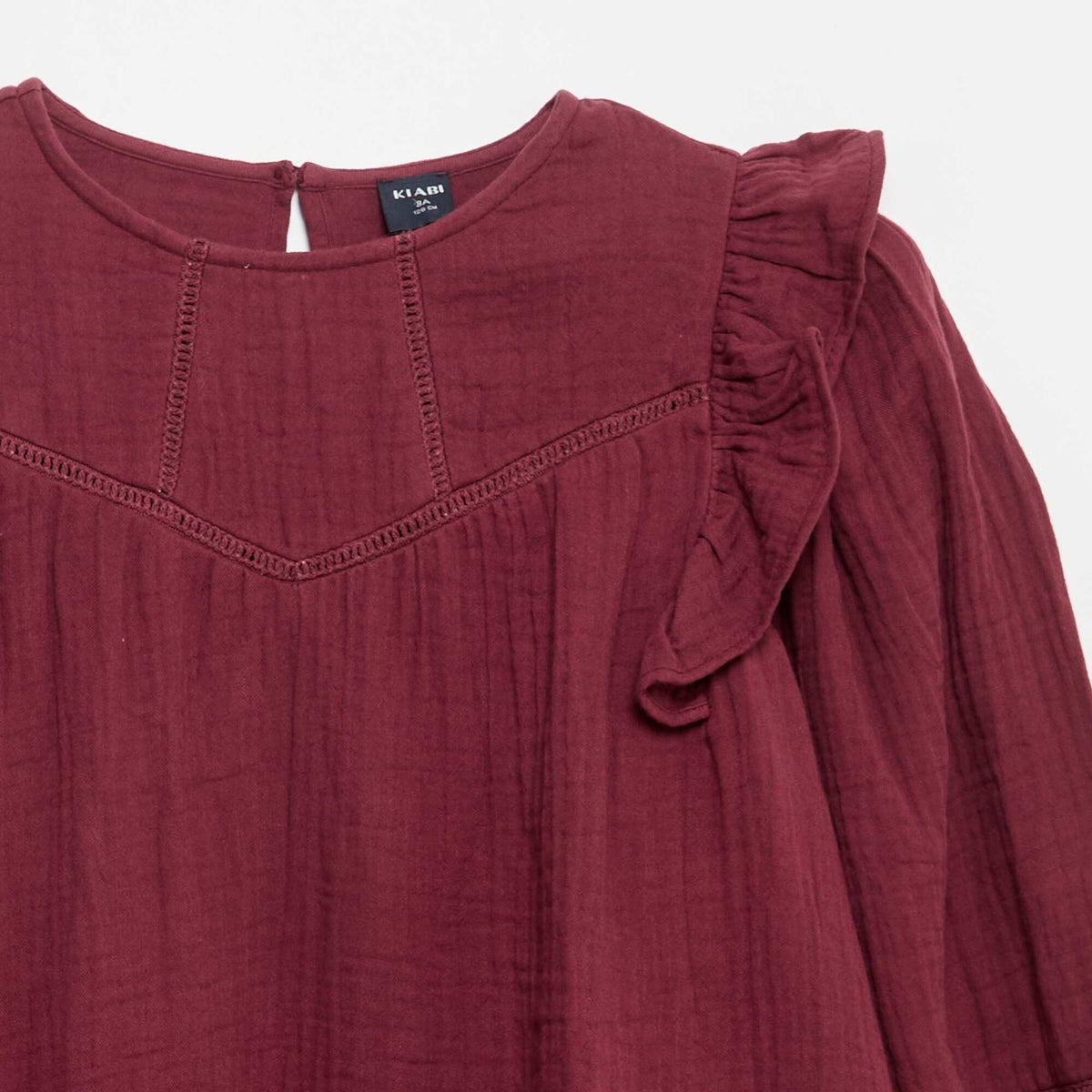 Robe en gaze de coton avec volants aux emmanchures VIOLET