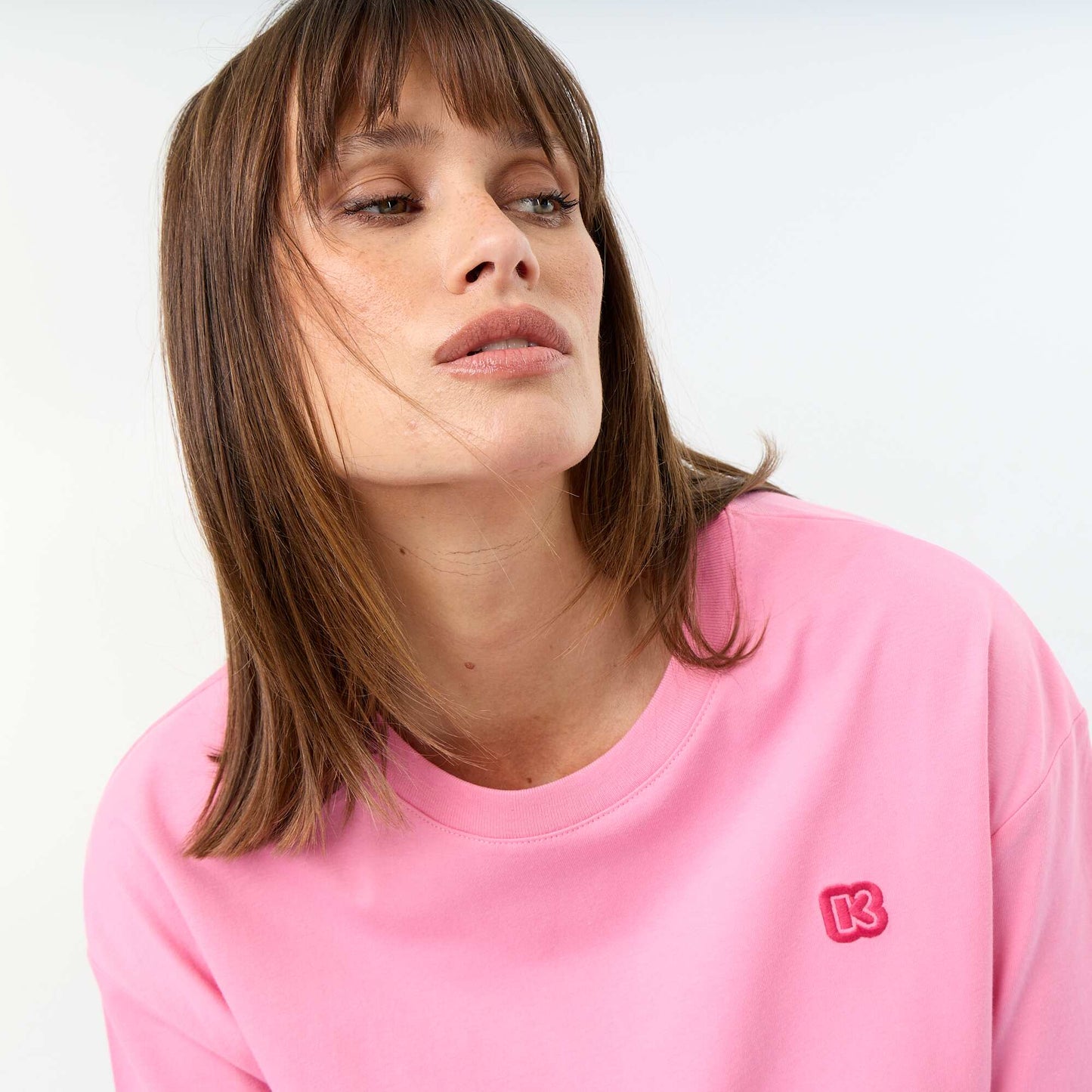 Tee-shirt basique avec logo brodé ROSE