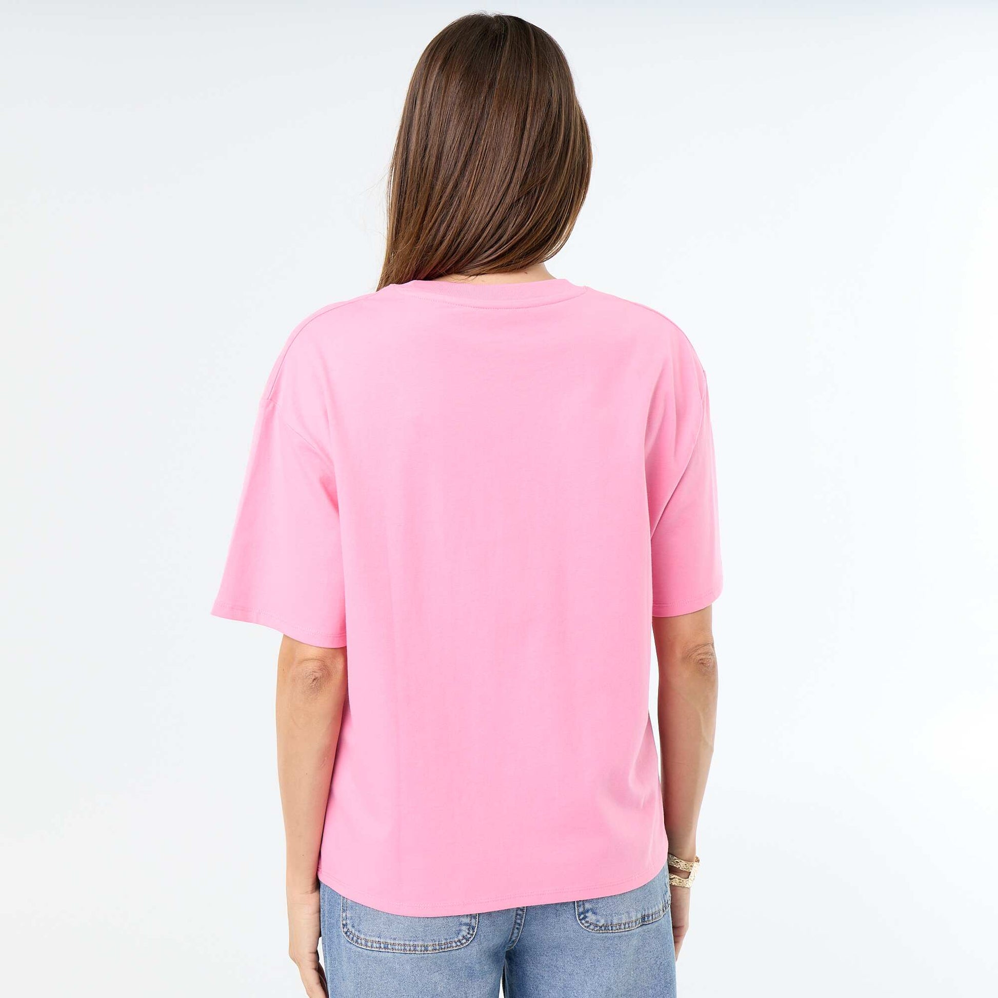 Tee-shirt basique avec logo brodé ROSE
