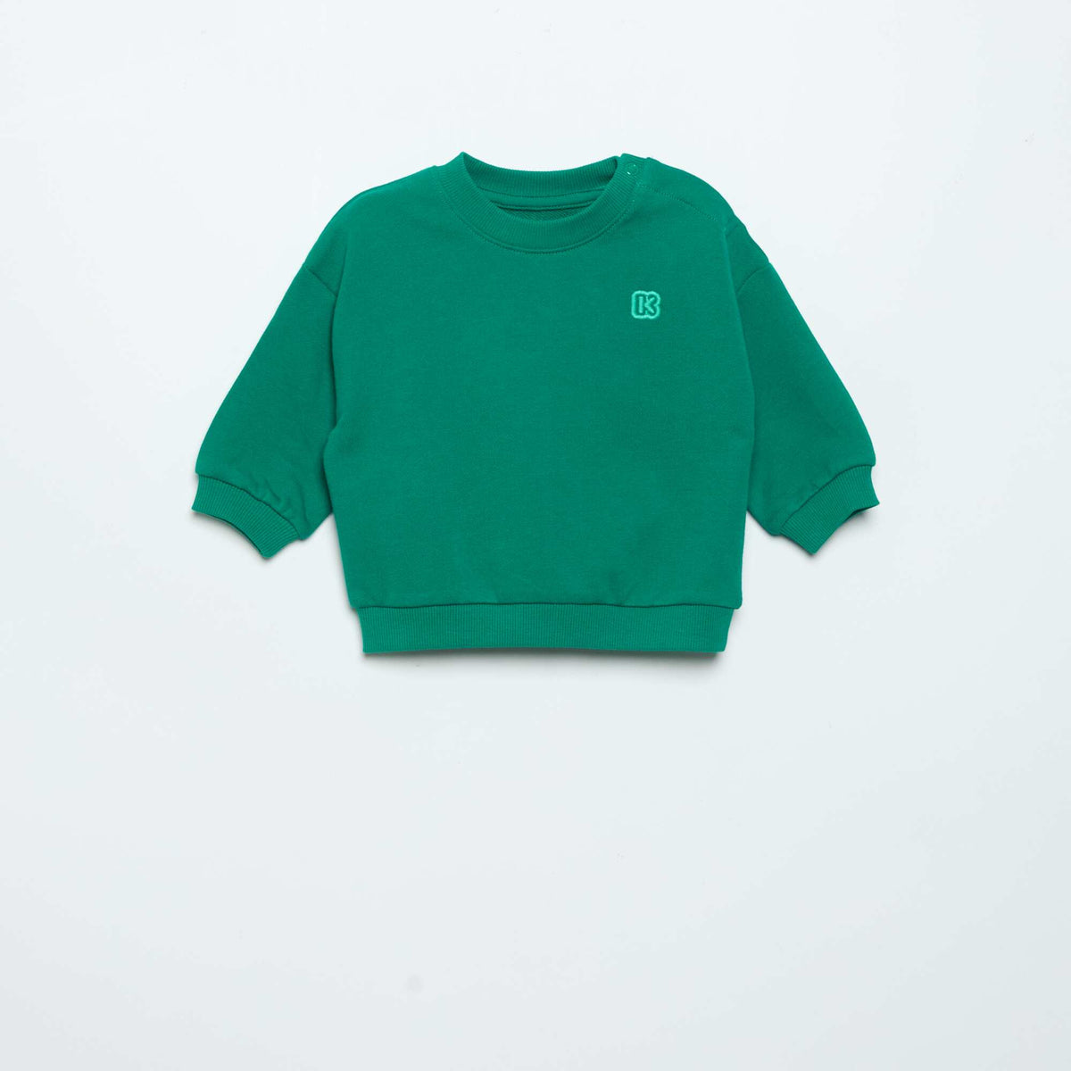 Sweat uni à manches longues en molleton non gratté VERT