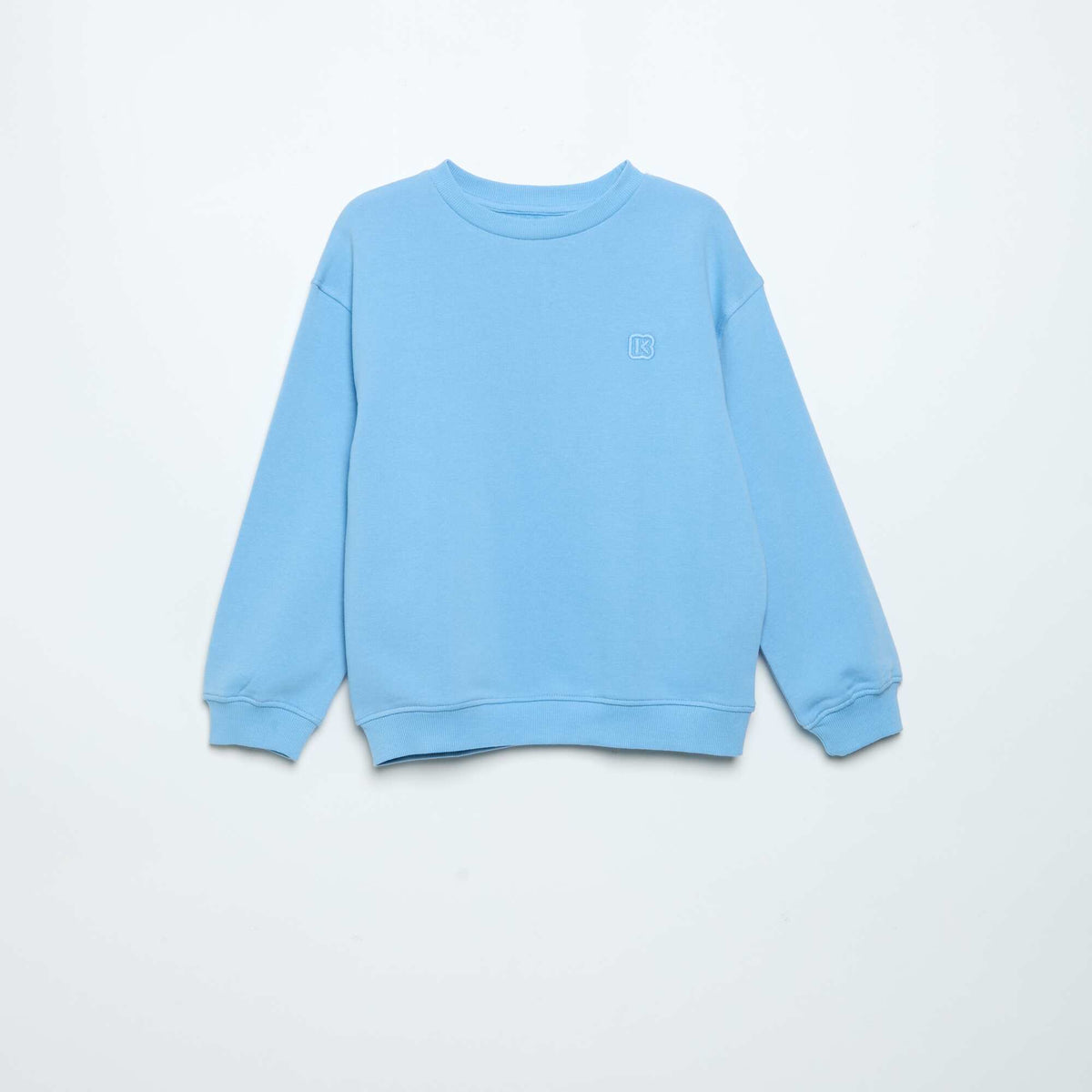 Sweat uni en molleton non gratté BLEU