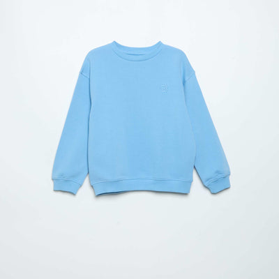 Sweat uni en molleton non gratté BLEU