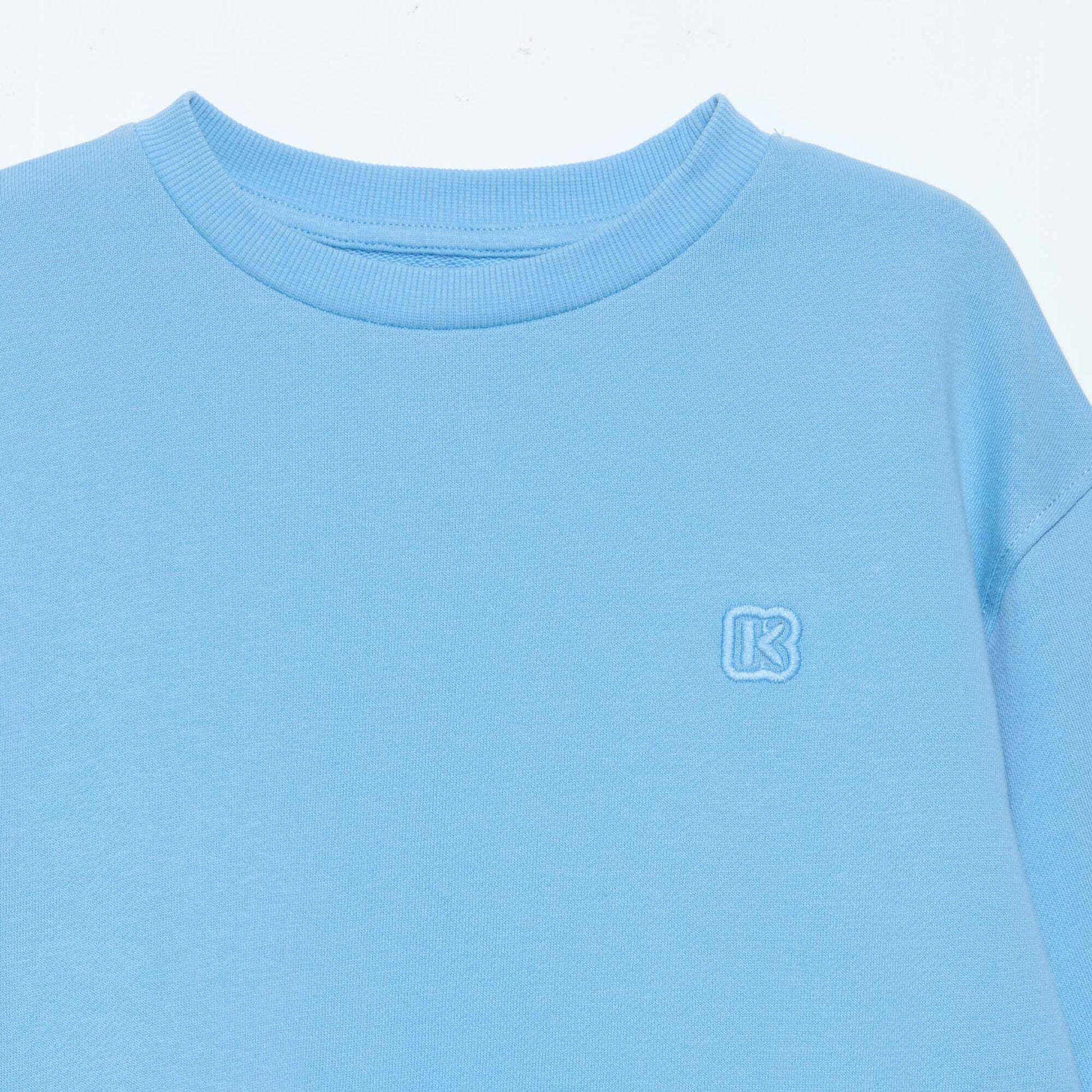 Sweat uni en molleton non gratté BLEU