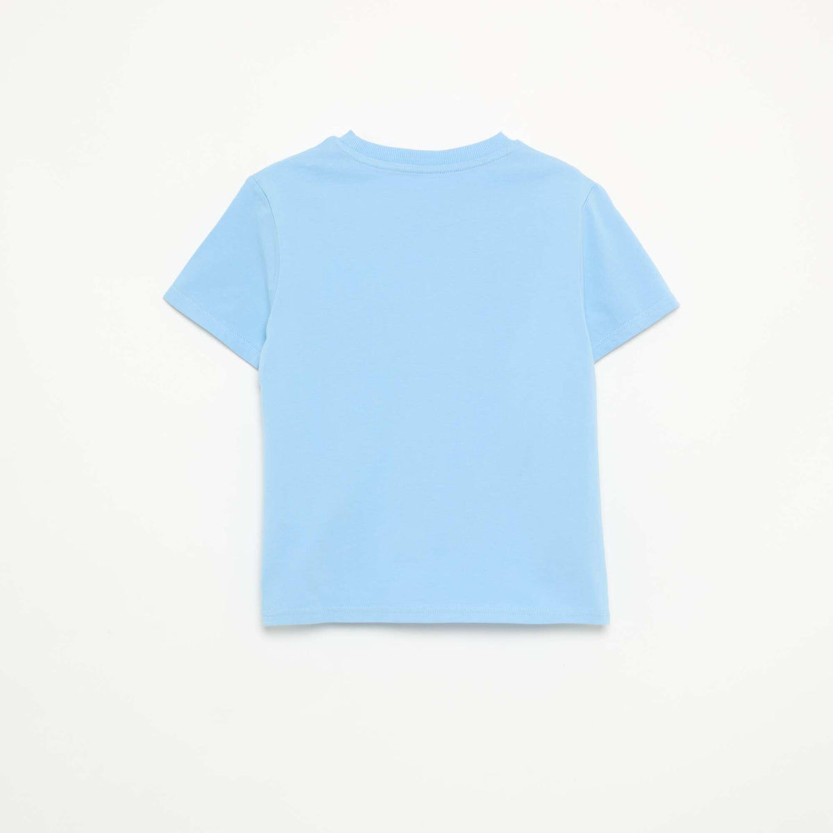 T-shirt uni à manches courtes et col rond BLEU