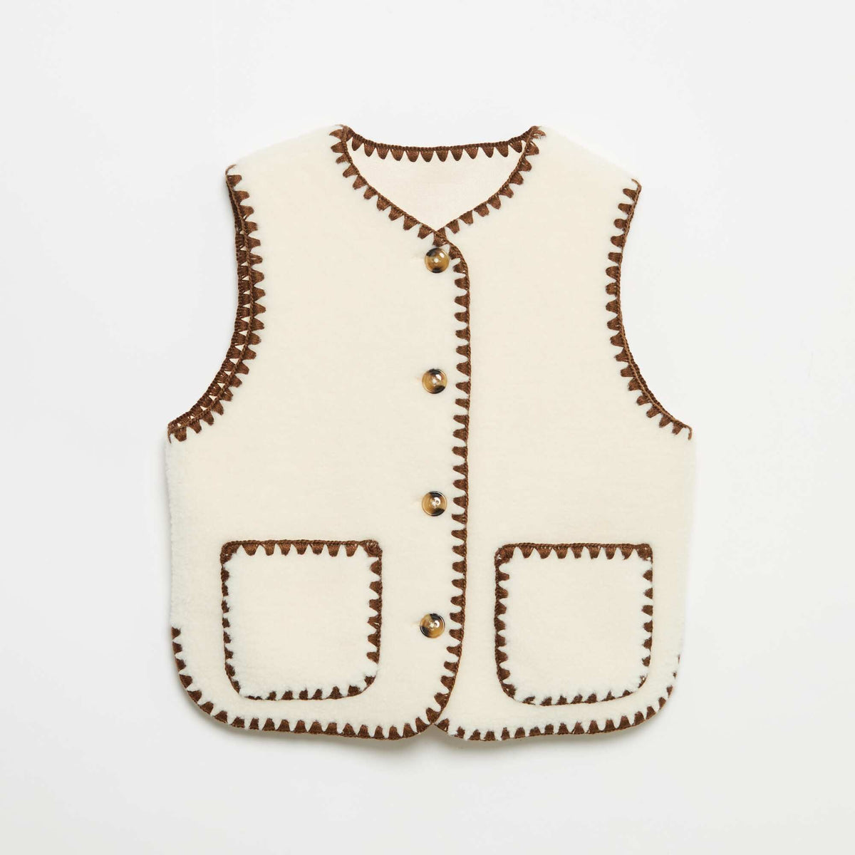 Gilet sans manches effet moutonné BEIGE