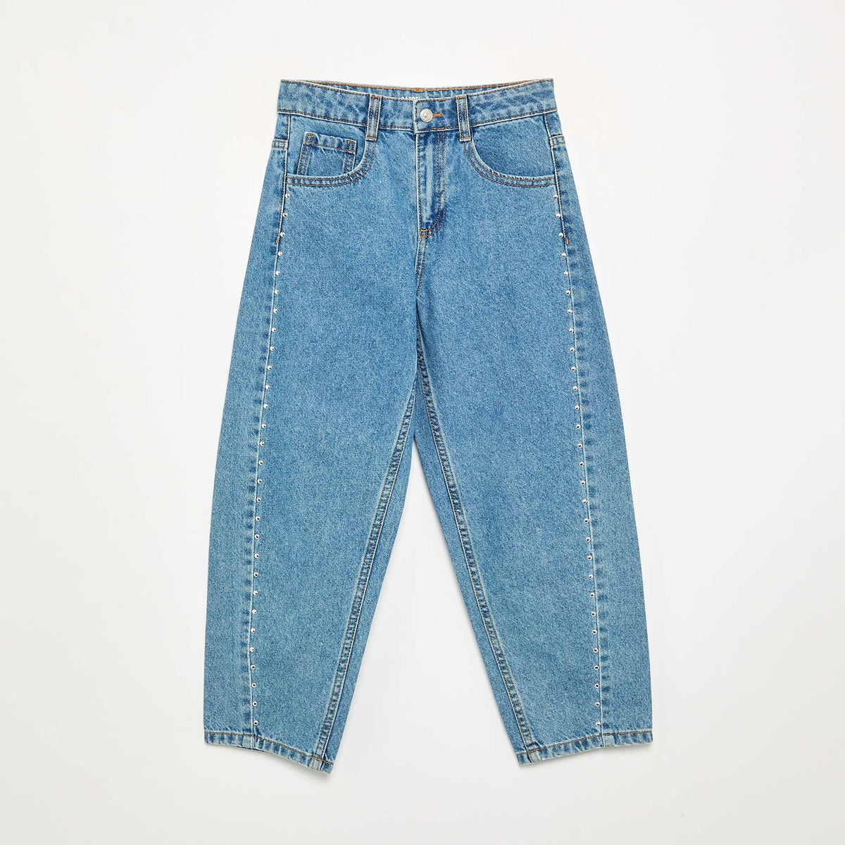 Jean coupe barrel avec clous fantaisies BLEU