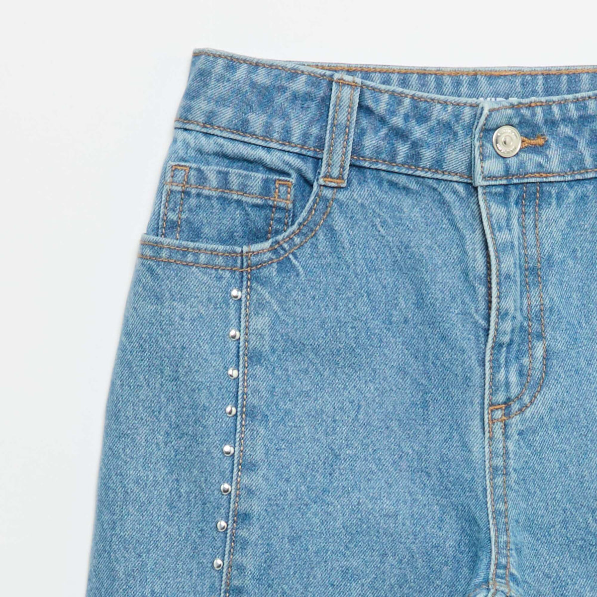 Jean coupe barrel avec clous fantaisies BLEU
