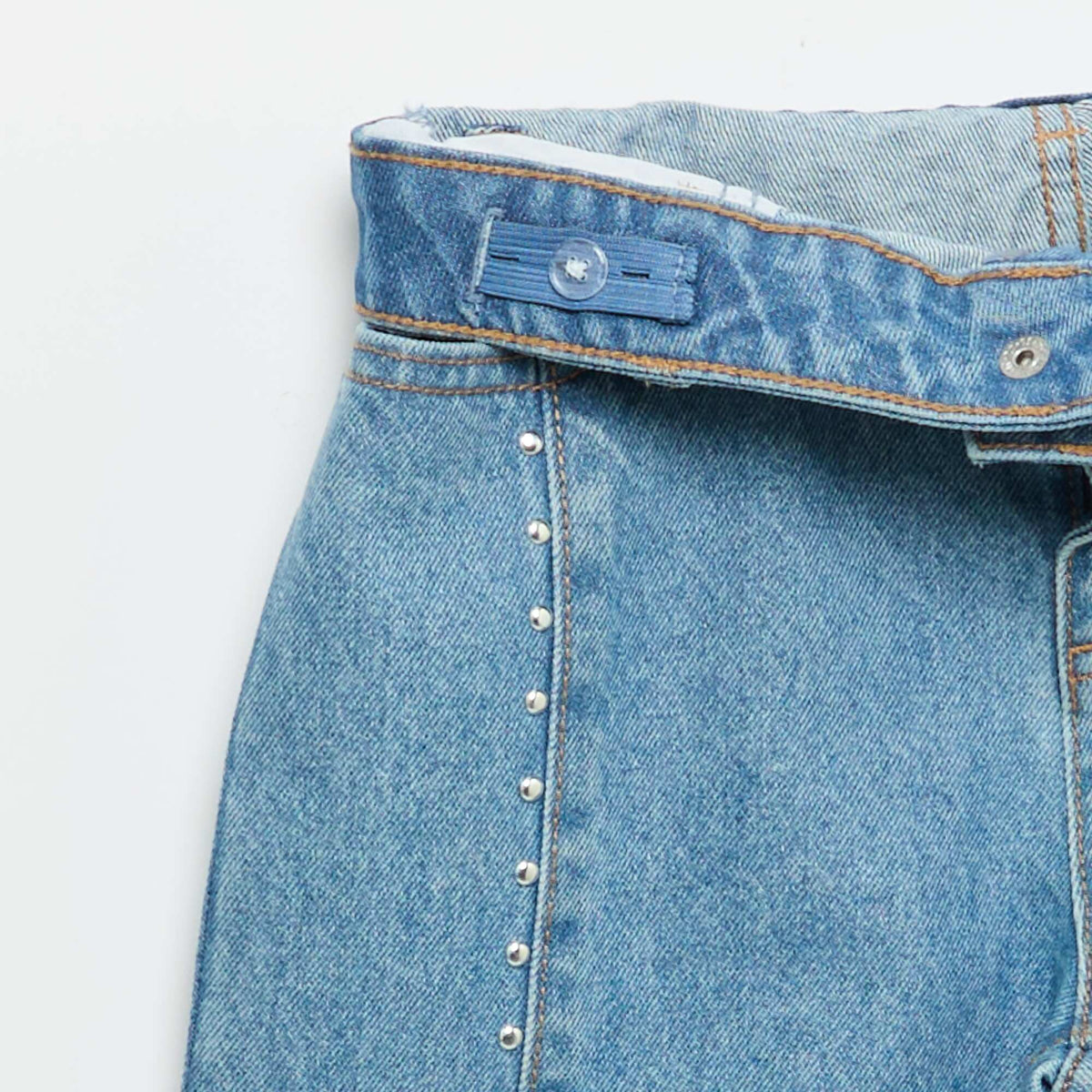 Jean coupe barrel avec clous fantaisies BLEU