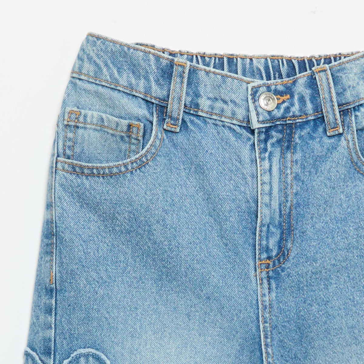 Pantalon wide leg avec broderies BLEU
