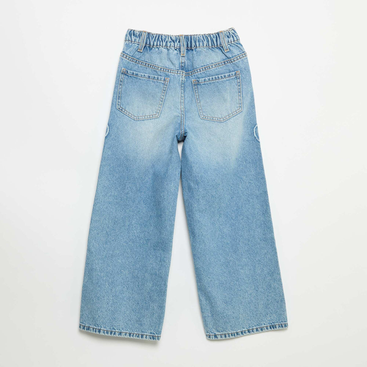 Pantalon wide leg avec broderies BLEU