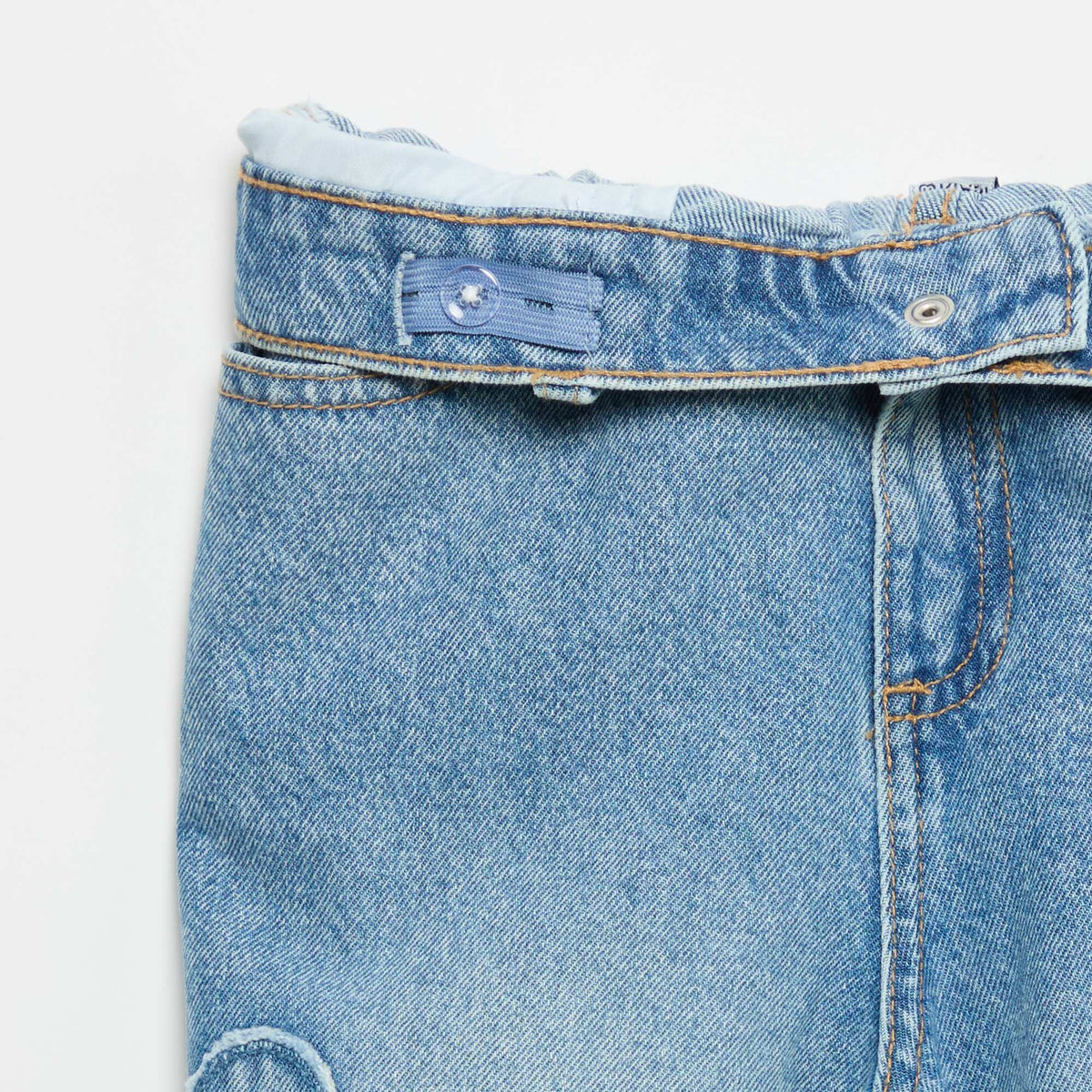 Pantalon wide leg avec broderies BLEU