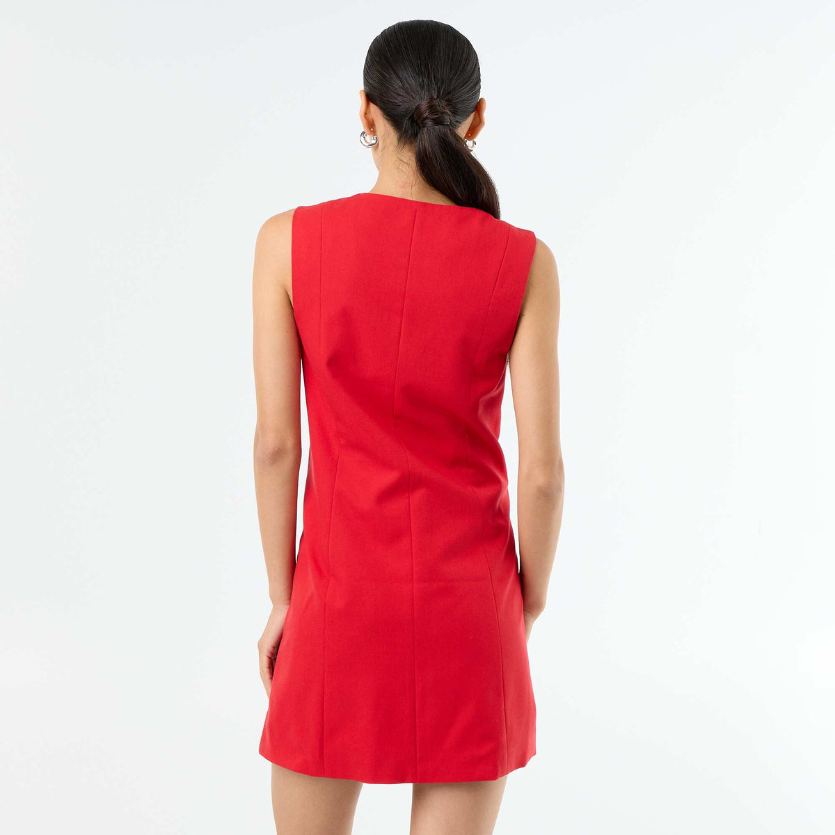 Robe veste sans manches boutons dorés ROUGE