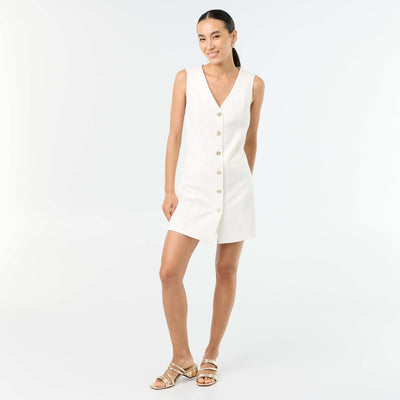 Robe veste sans manches boutons dorés BLANC