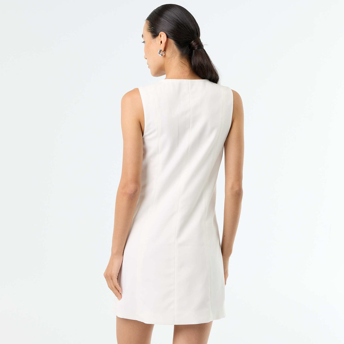 Robe veste sans manches boutons dorés BLANC