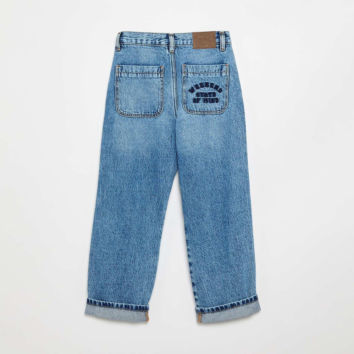 Denim coupe droite à 5 poches BLEU